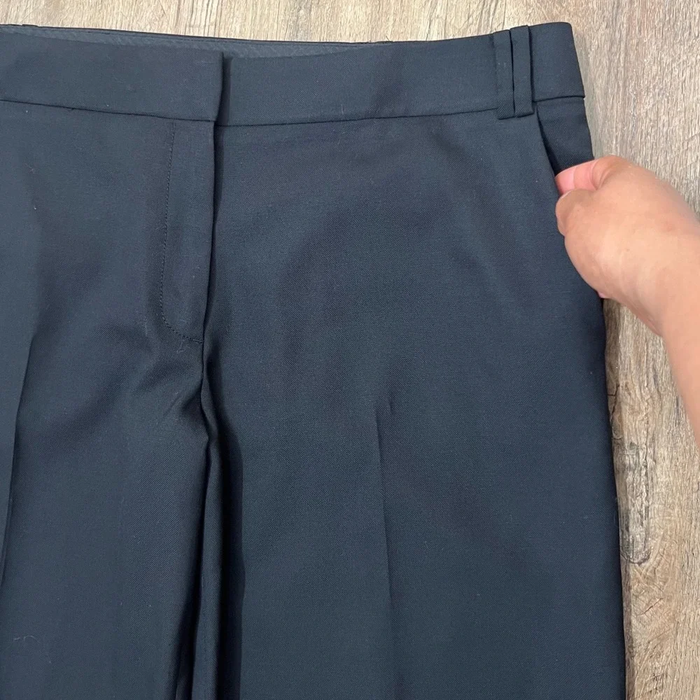 Tory Burch Black Wool Blend Wide Leg Trousers Pants Size 12